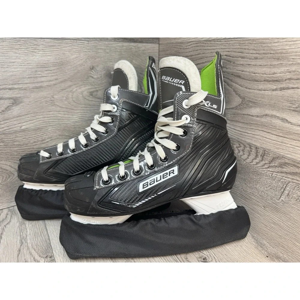 Bauer XLS Ice Hockey Skates Lace-Up Pair Black/Green *Size 7 Senior Lightspeed